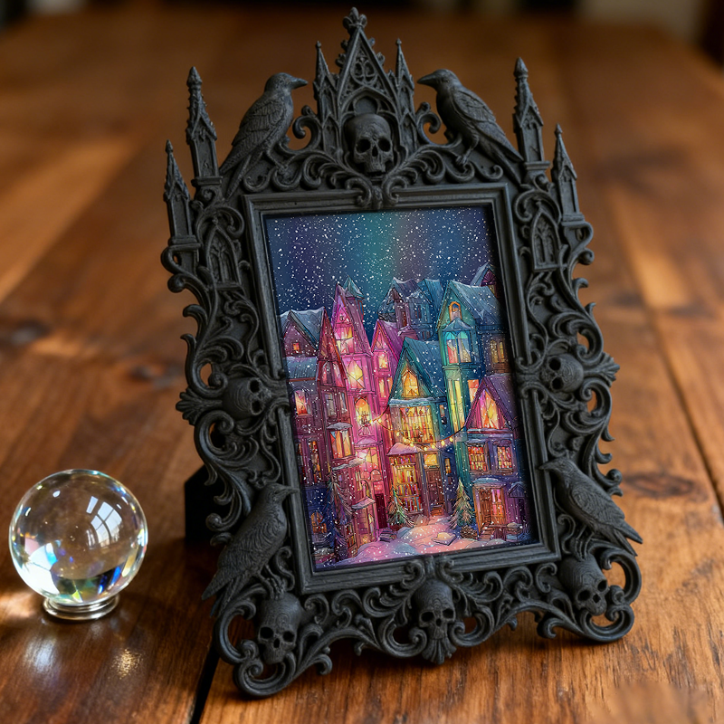 Reel-trending Gothic Dark Frame | Paranormal Podcast Recording Decor, High-gloss