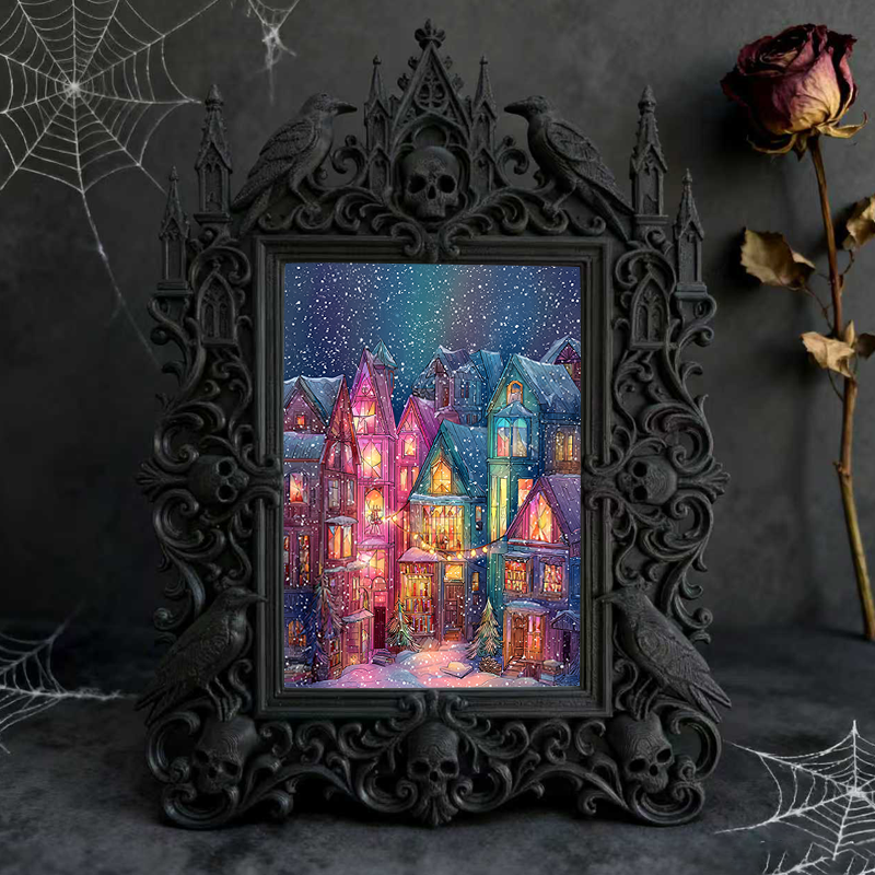 Reel-trending Gothic Dark Frame | Paranormal Podcast Recording Decor, High-gloss