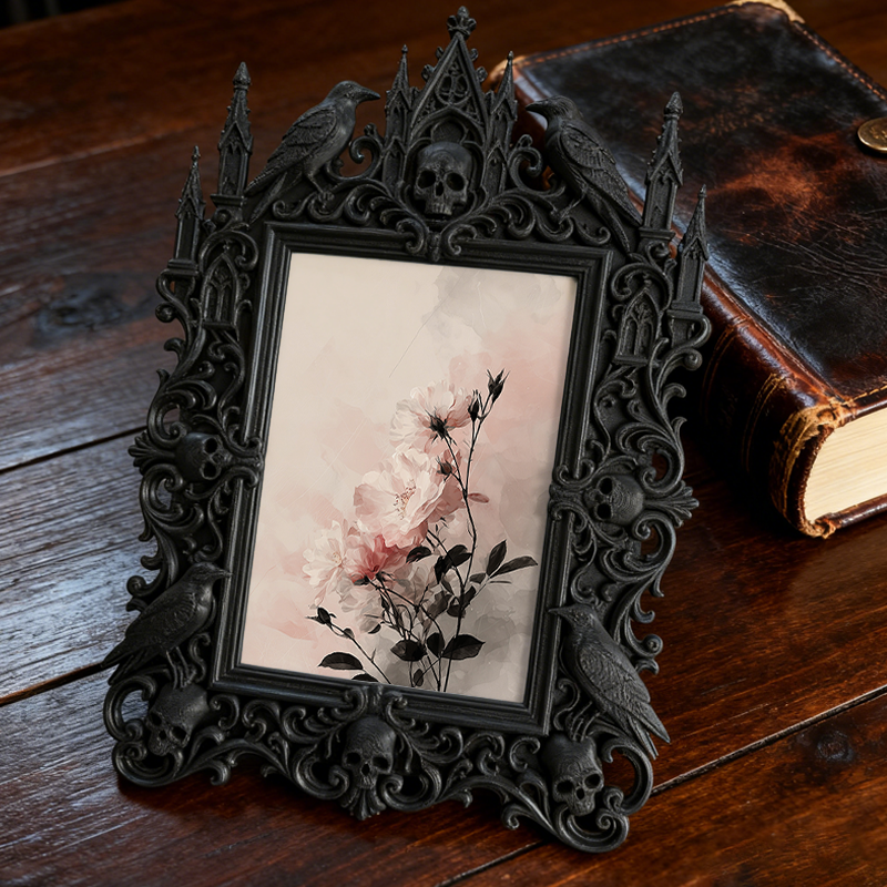 Gothic Dark Frame | Bar Counter Corner Decor, Photo Ornament, Wall/Tabletop, Waterproof Plastic