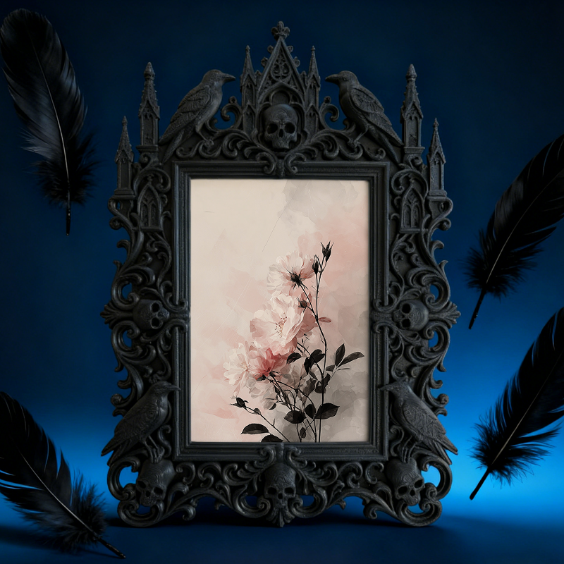 Gothic Dark Frame | Bar Counter Corner Decor, Photo Ornament, Wall/Tabletop, Waterproof Plastic