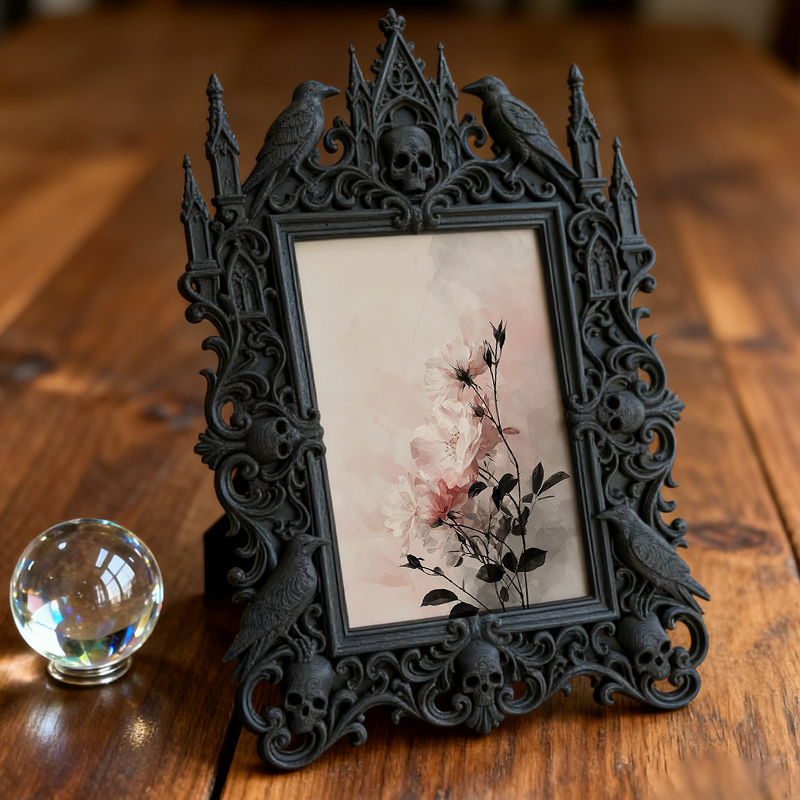 Gothic Dark Frame | Bar Counter Corner Decor, Photo Ornament, Wall/Tabletop, Waterproof Plastic