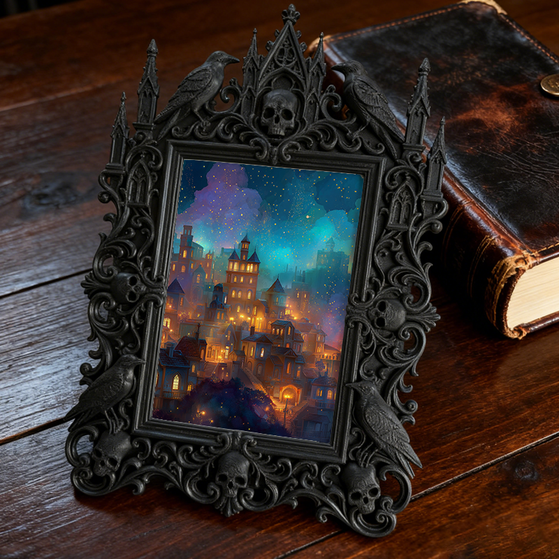 Gothic Dark Frame | Cocktail Bar Photo Prop, Wall-mountable/Desktop, Waterproof Plastic Frame