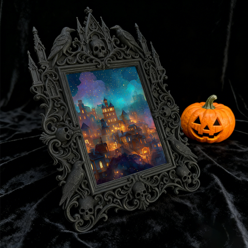Gothic Dark Frame | Cocktail Bar Photo Prop, Wall-mountable/Desktop, Waterproof Plastic Frame