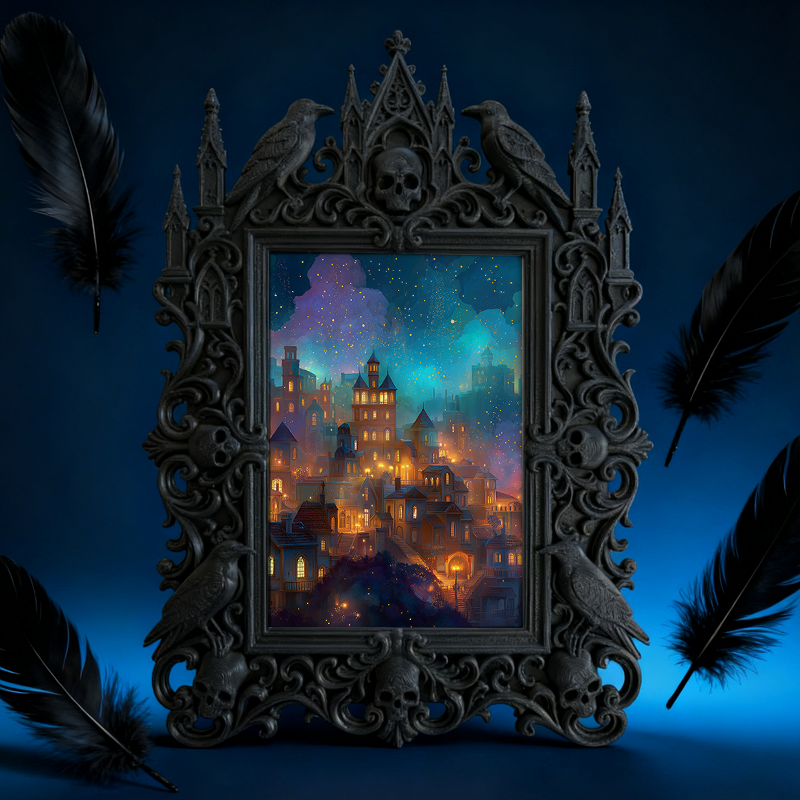 Gothic Dark Frame | Cocktail Bar Photo Prop, Wall-mountable/Desktop, Waterproof Plastic Frame