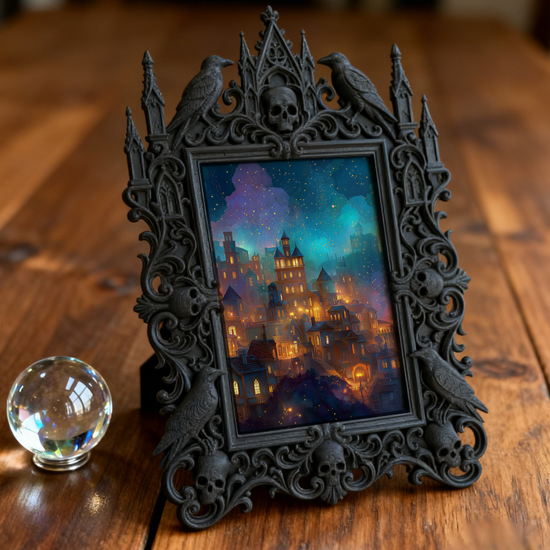 Gothic Dark Frame | Cocktail Bar Photo Prop, Wall-mountable/Desktop, Waterproof Plastic Frame