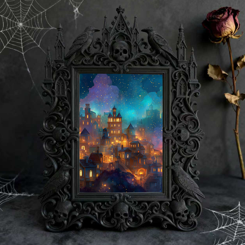 Gothic Dark Frame | Cocktail Bar Photo Prop, Wall-mountable/Desktop, Waterproof Plastic Frame