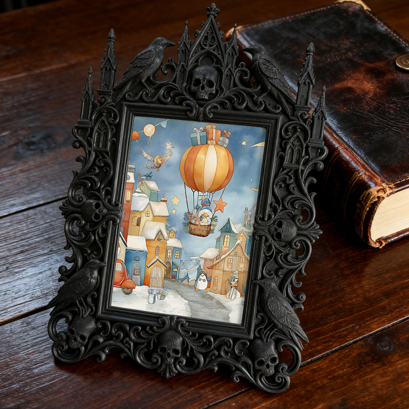 Gothic Dark Frame | Punk Bar Corner Ornament, Dual-use Wall/Tabletop, Waterproof Plastic