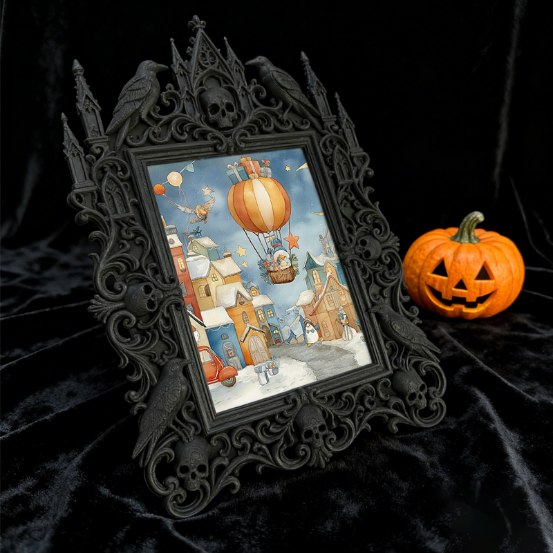 Gothic Dark Frame | Punk Bar Corner Ornament, Dual-use Wall/Tabletop, Waterproof Plastic