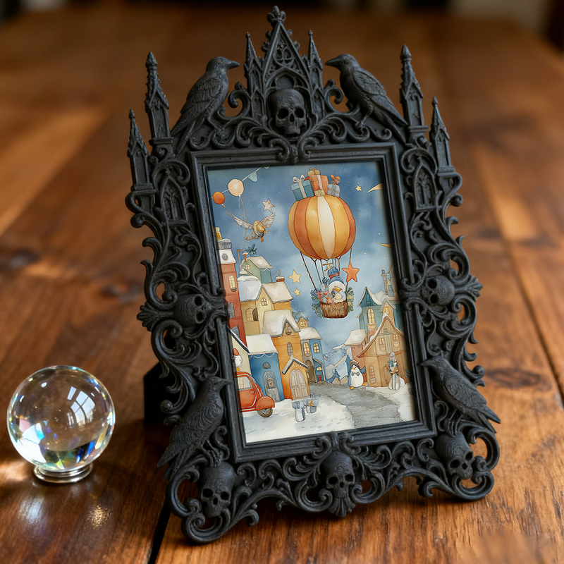 Gothic Dark Frame | Punk Bar Corner Ornament, Dual-use Wall/Tabletop, Waterproof Plastic