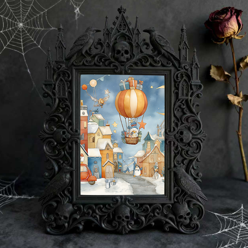 Gothic Dark Frame | Punk Bar Corner Ornament, Dual-use Wall/Tabletop, Waterproof Plastic