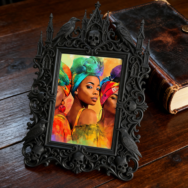 Gothic Dark Frame | Dark-style Bar Photo Decor, Dual-use Wall/Desktop, Waterproof Plastic