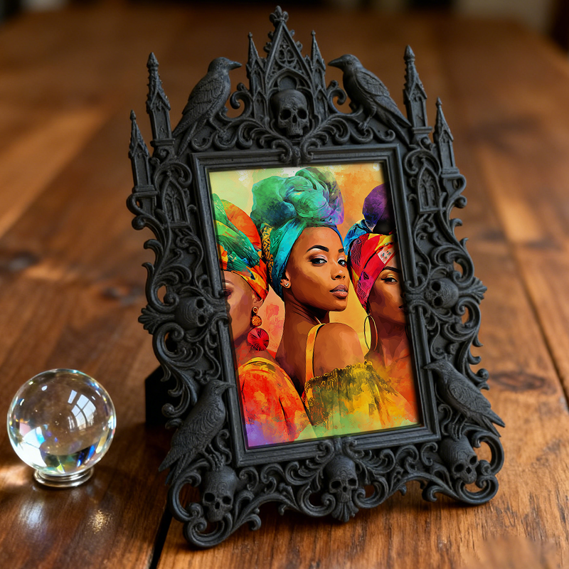 Gothic Dark Frame | Dark-style Bar Photo Decor, Dual-use Wall/Desktop, Waterproof Plastic