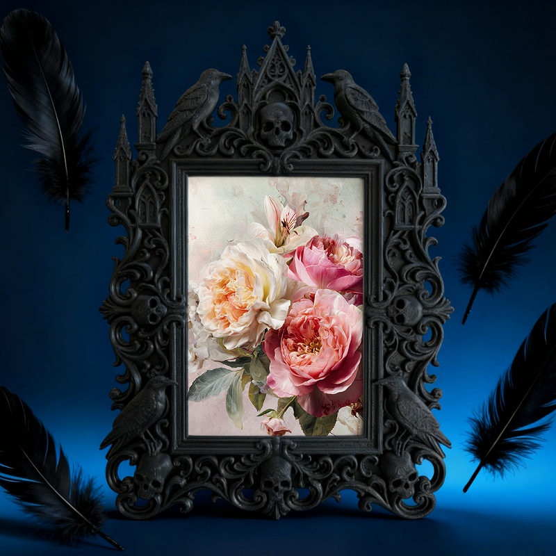 Gothic Dark Frame | Speakeasy Bar Ornament, Photo Display Frame, Waterproof Plastic