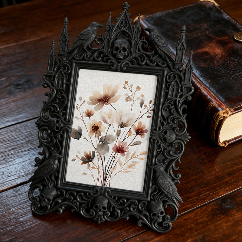 Gothic Dark Frame | Bar Desktop Photo Ornament, Dual-use Wall/Tabletop, Waterproof Plastic