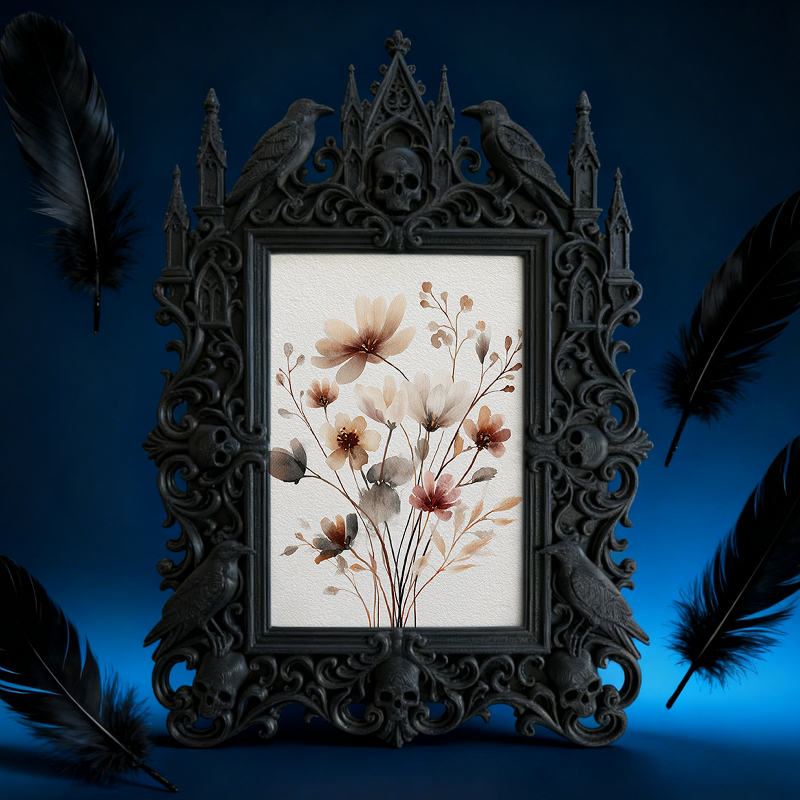 Gothic Dark Frame | Bar Desktop Photo Ornament, Dual-use Wall/Tabletop, Waterproof Plastic