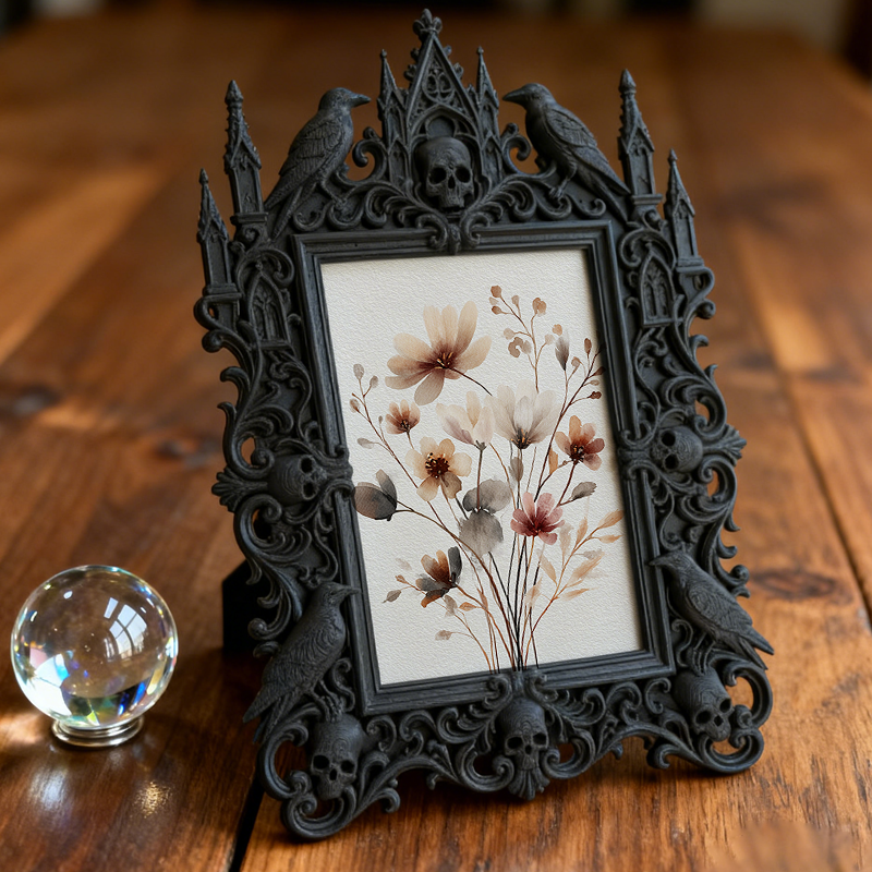Gothic Dark Frame | Bar Desktop Photo Ornament, Dual-use Wall/Tabletop, Waterproof Plastic