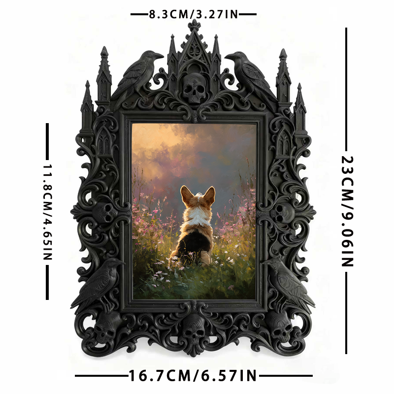 Gothic Dark Frame | Vampire Bar Counter Decor, Photo Display, Waterproof Plastic Frame