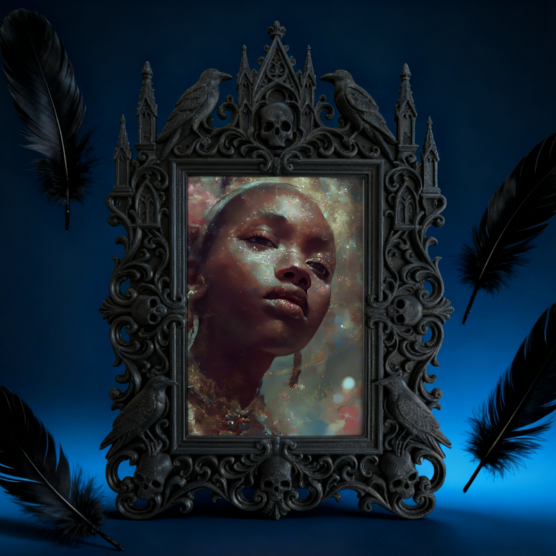 Gothic Dark Frame | Gothic Bar Corner Prop, Wall-mountable/Desktop, Waterproof Plastic