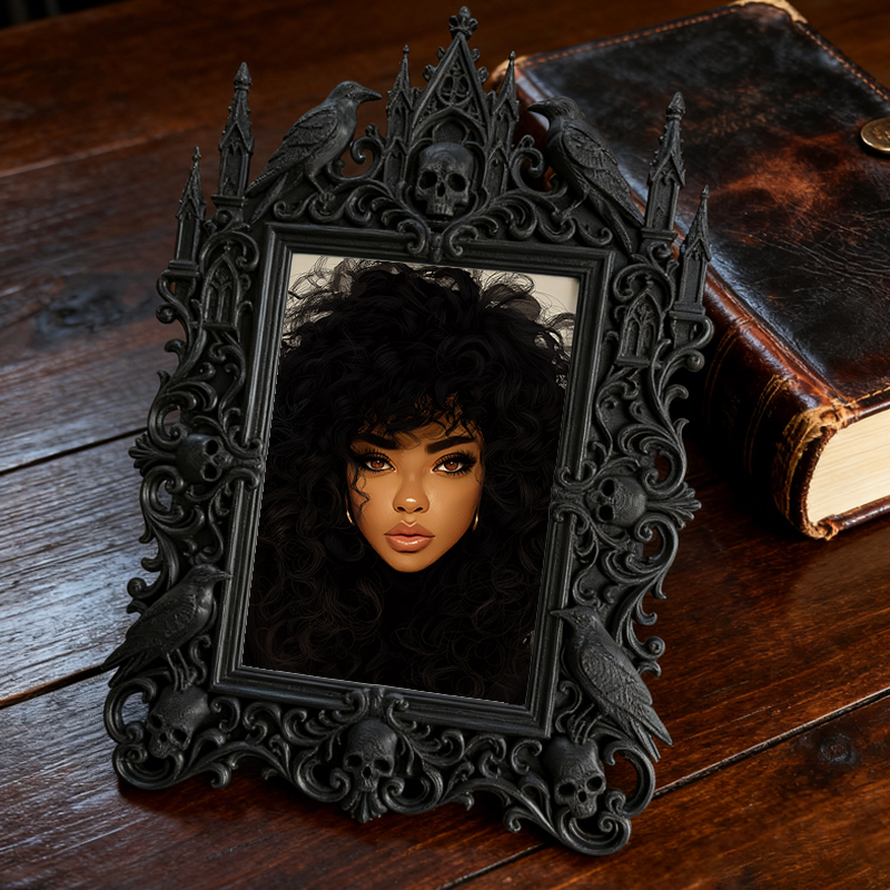 Gothic Dark Frame | Cocktail Bar Corner Decor, Photo Ornament, Waterproof Plastic