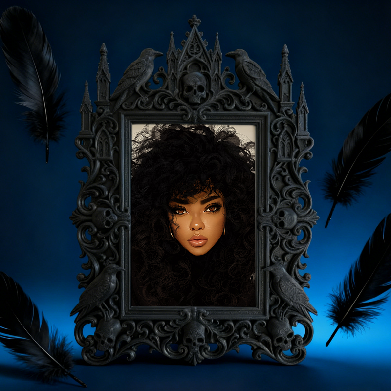Gothic Dark Frame | Cocktail Bar Corner Decor, Photo Ornament, Waterproof Plastic