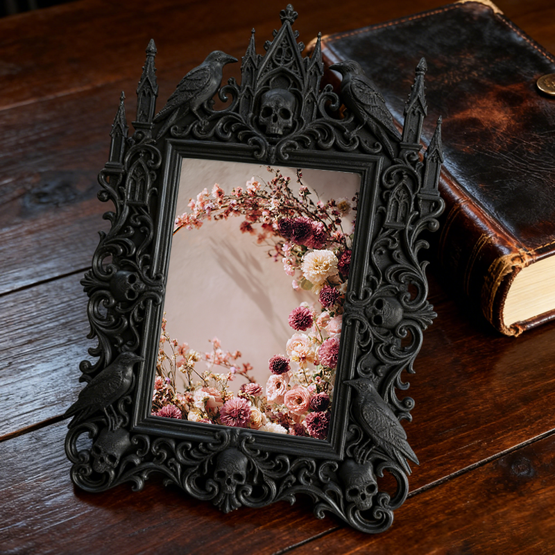Gothic Dark Frame | Punk Gothic Bar Prop, Wall/Desktop Photo Frame, Waterproof Plastic