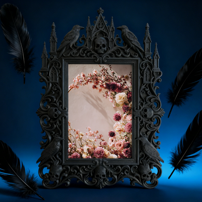 Gothic Dark Frame | Punk Gothic Bar Prop, Wall/Desktop Photo Frame, Waterproof Plastic
