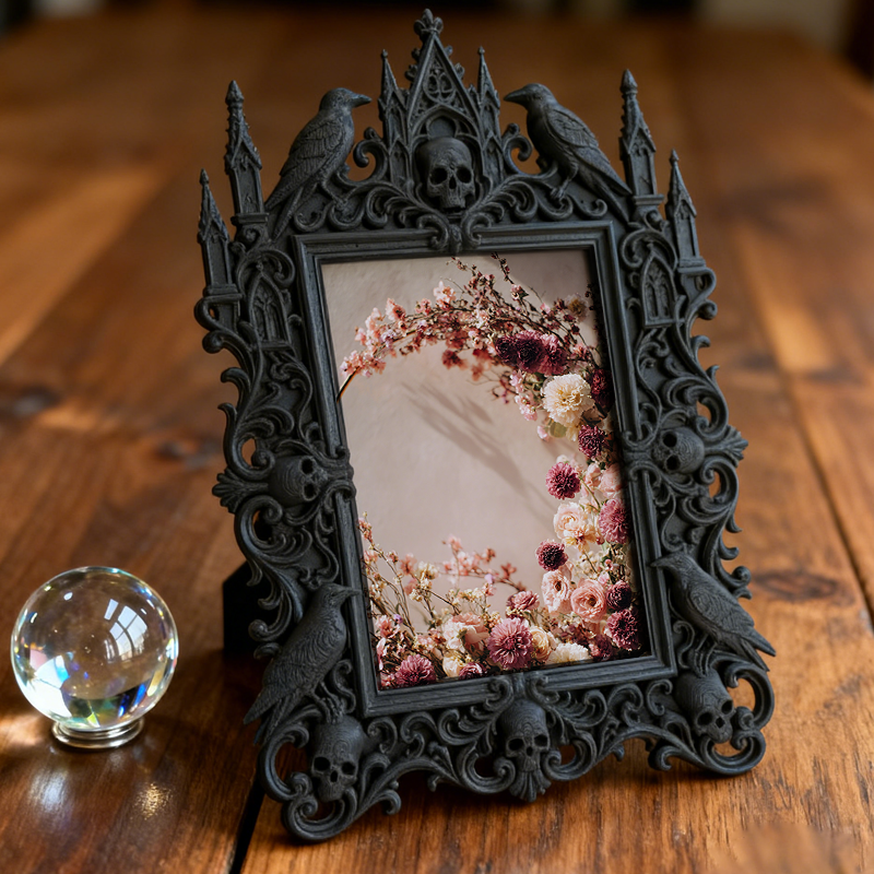 Gothic Dark Frame | Punk Gothic Bar Prop, Wall/Desktop Photo Frame, Waterproof Plastic