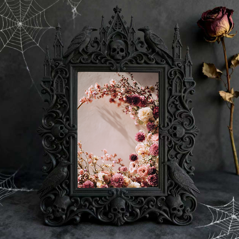 Gothic Dark Frame | Punk Gothic Bar Prop, Wall/Desktop Photo Frame, Waterproof Plastic