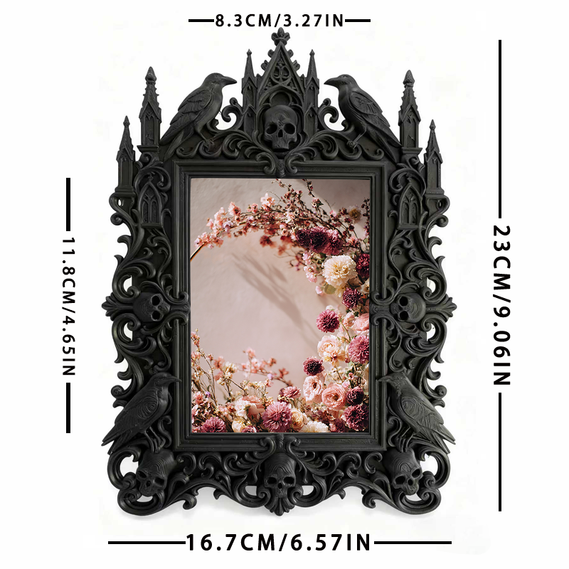 Gothic Dark Frame | Punk Gothic Bar Prop, Wall/Desktop Photo Frame, Waterproof Plastic