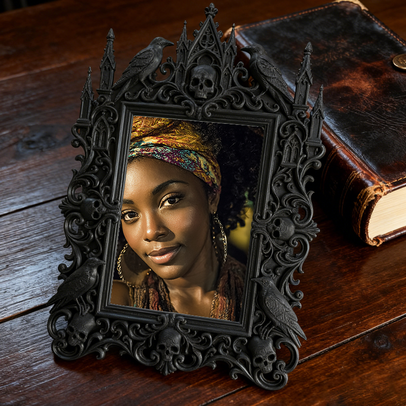 Gothic Dark Frame | Bar Counter Photo Holder, Dual-use Wall/Tabletop, Waterproof Plastic