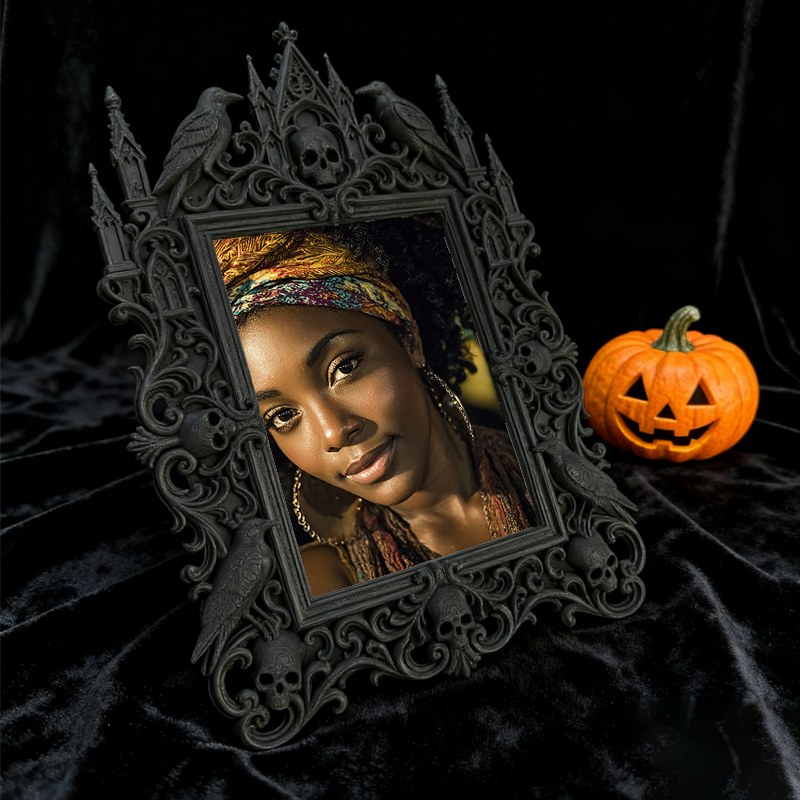Gothic Dark Frame | Bar Counter Photo Holder, Dual-use Wall/Tabletop, Waterproof Plastic