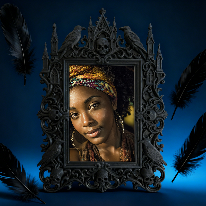 Gothic Dark Frame | Bar Counter Photo Holder, Dual-use Wall/Tabletop, Waterproof Plastic