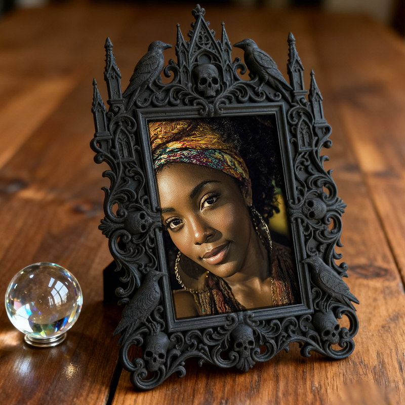 Gothic Dark Frame | Bar Counter Photo Holder, Dual-use Wall/Tabletop, Waterproof Plastic