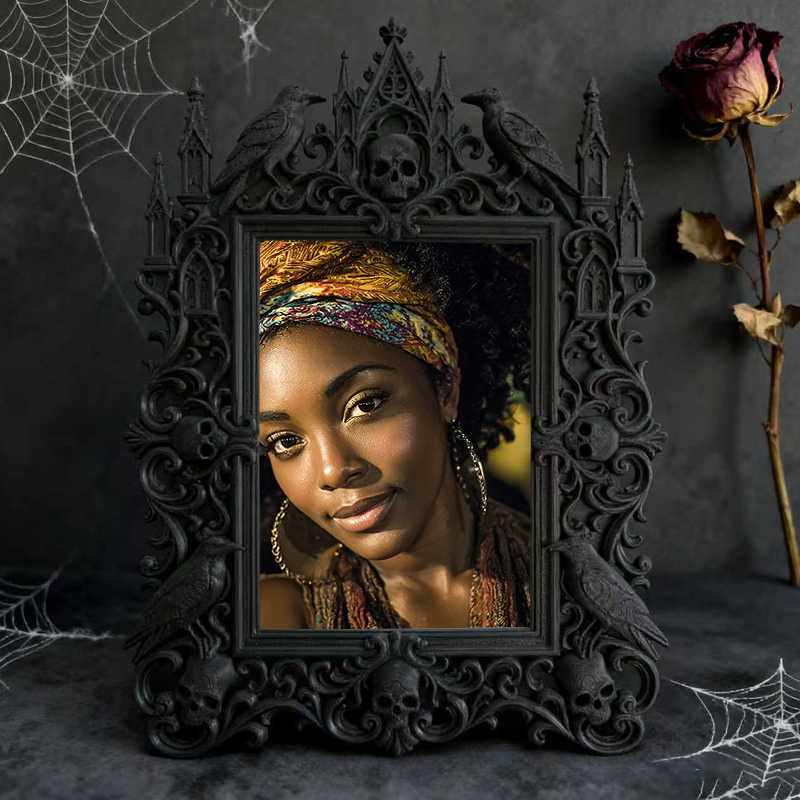 Gothic Dark Frame | Bar Counter Photo Holder, Dual-use Wall/Tabletop, Waterproof Plastic