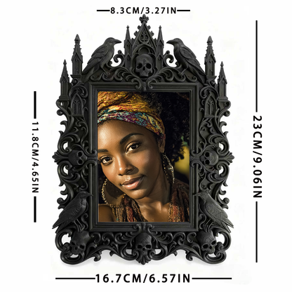 Gothic Dark Frame | Bar Counter Photo Holder, Dual-use Wall/Tabletop, Waterproof Plastic