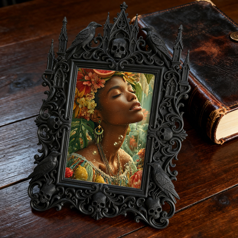 Gothic Dark Frame | Dark Bar Corner Decor, Photo Display Frame, Waterproof Plastic