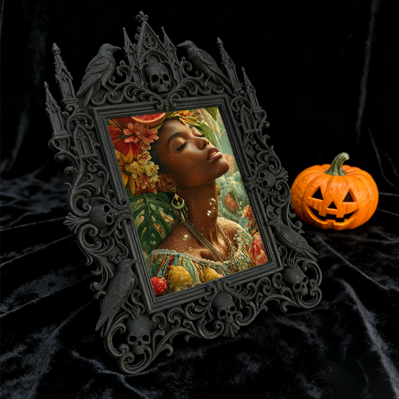 Gothic Dark Frame | Dark Bar Corner Decor, Photo Display Frame, Waterproof Plastic