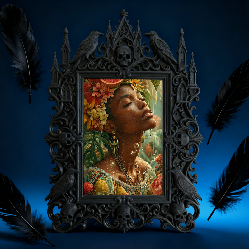 Gothic Dark Frame | Dark Bar Corner Decor, Photo Display Frame, Waterproof Plastic