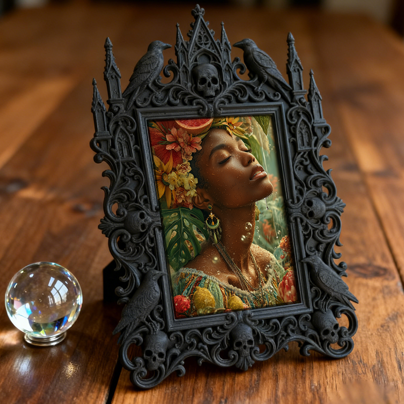 Gothic Dark Frame | Dark Bar Corner Decor, Photo Display Frame, Waterproof Plastic