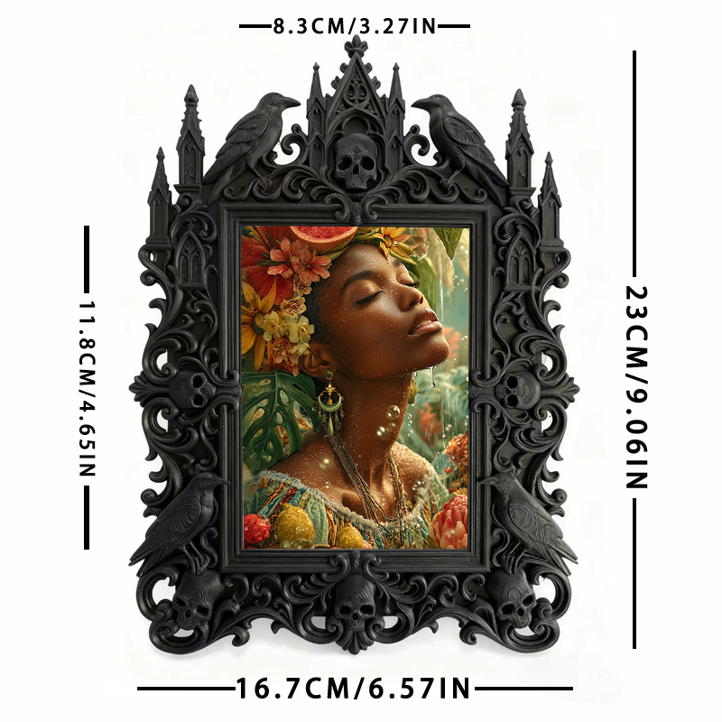 Gothic Dark Frame | Dark Bar Corner Decor, Photo Display Frame, Waterproof Plastic