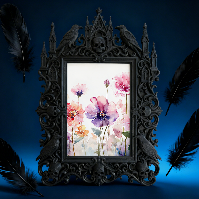 Gothic Dark Frame | Bar Wall & Desktop Photo Prop, Waterproof Plastic Frame