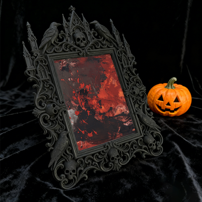 Gothic Dark Frame | Punk Bar Counter Decor, Photo Ornament, Waterproof Plastic