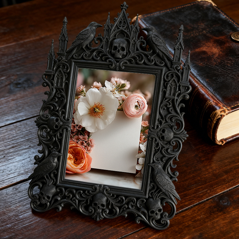 Gothic Dark Frame | Bar Counter Corner Photo Frame, Dual-use Wall/Desktop, Waterproof Plastic