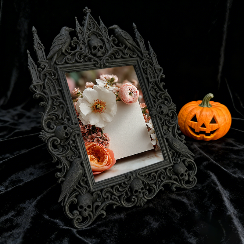 Gothic Dark Frame | Bar Counter Corner Photo Frame, Dual-use Wall/Desktop, Waterproof Plastic