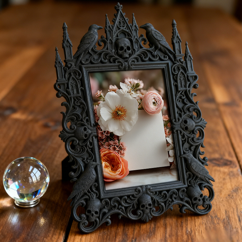Gothic Dark Frame | Bar Counter Corner Photo Frame, Dual-use Wall/Desktop, Waterproof Plastic