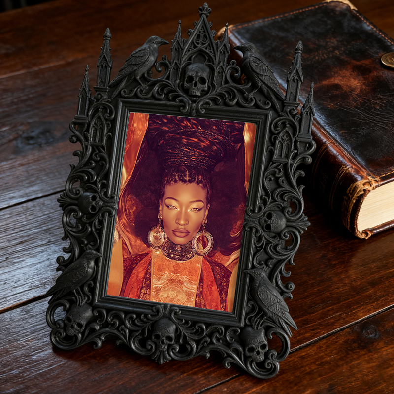 Gothic Dark Frame | Gothic Bar Corner Photo Frame, Waterproof Plastic Decor