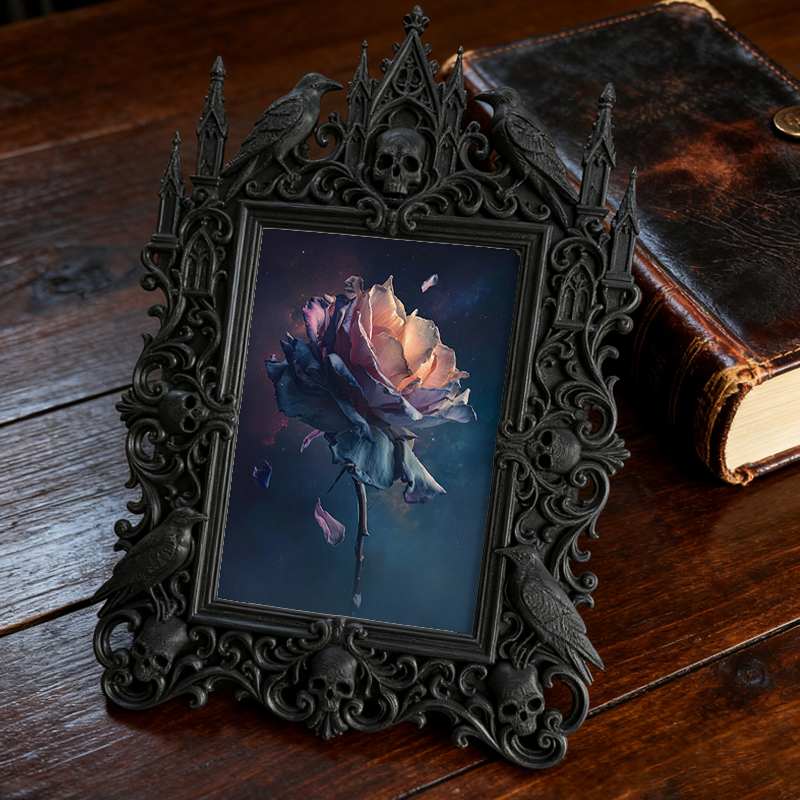 Gothic Dark Frame | Bar Lounge Corner Photo Frame, Dual-use Wall/Desktop, Waterproof Plastic