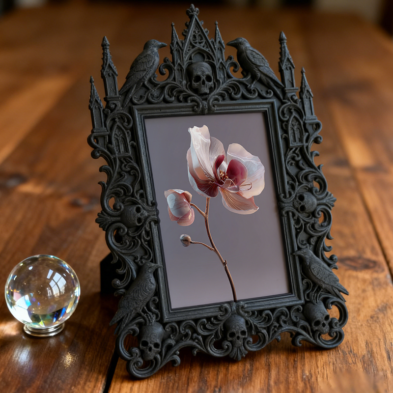Gothic Dark Frame | Punk Gothic Bar Photo Frame, Dual-use Wall/Desktop, Waterproof Plastic