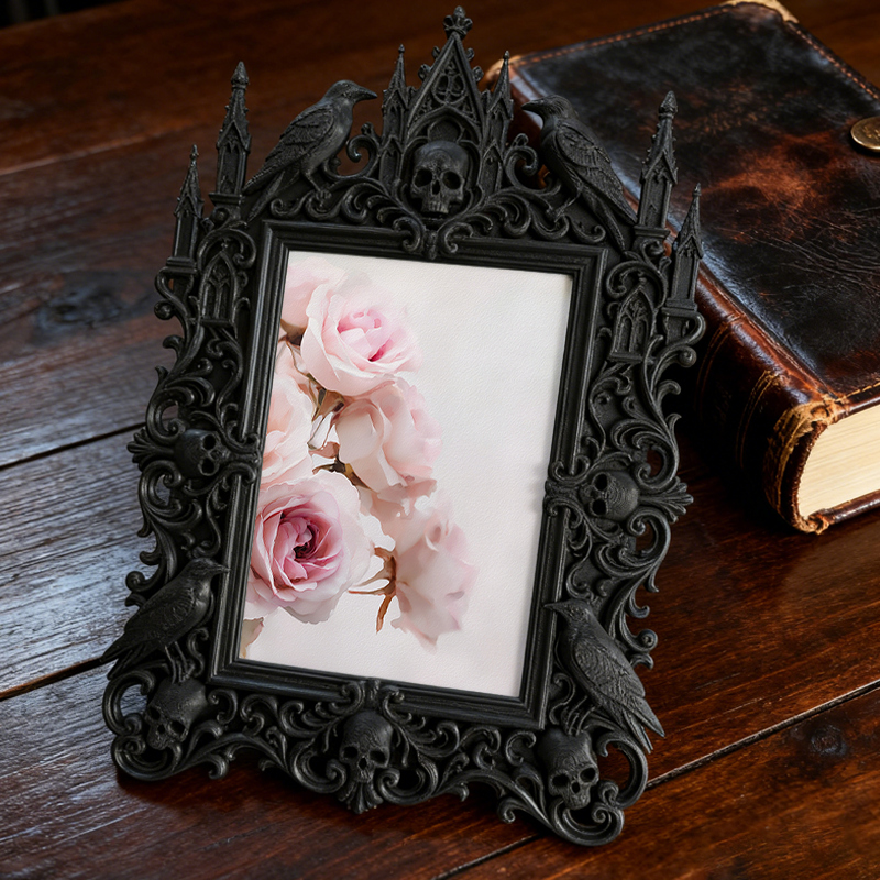 Gothic Dark Frame | Bar Counter Corner Decor, Photo Ornament, Wall/Tabletop, Waterproof Plastic