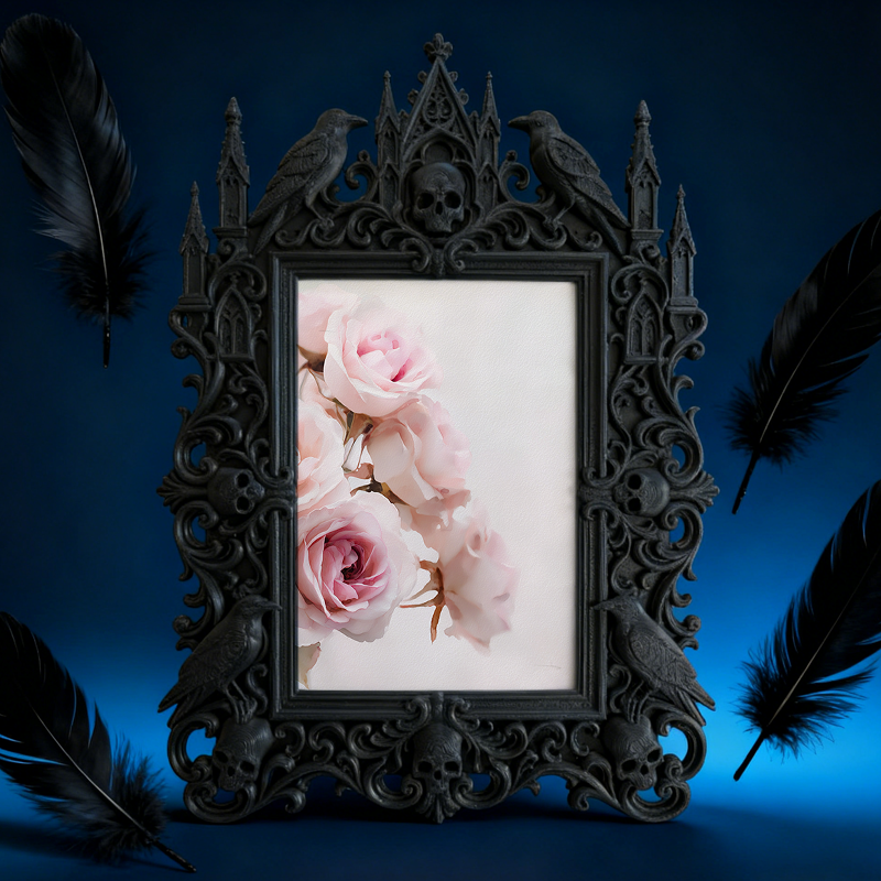 Gothic Dark Frame | Bar Counter Corner Decor, Photo Ornament, Wall/Tabletop, Waterproof Plastic